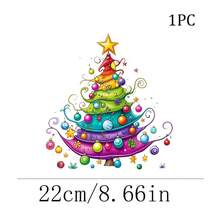 1/2/3pcs Rainbow Gradient Rolled Edge Christmas Tree Iron-On Patch, Cute Colorful Ball & Star Christmas DIY Print, Suitable For T-Shirt, Sweatshirt, Canvas Bag, Pillow - Multicolor - View 13