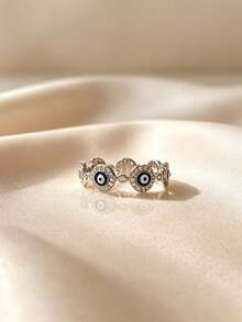 Nhẫn hình học bạc Sterling S925 với đá Zirconia sáng bóng và thiết kế mắt quỷ, trang sức chất lượng cao dành cho phụ nữ - Bạc - Xem 4