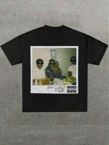 T-shirt da uomo, copertina dell'album "Good Kid Maad City 1" di Kendrick, 100% cotone, stampa casual, camicie uomo estate - nero - Visualizzare 7