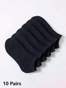 1/10/20/30 Pares de Meias Casuais de Cor Sólida de Poliéster - Design com Listras Laterais, Respirável & Absorvente de Umidade, Adequado para Todas as Estações, Unissex, Presente de Natal - Estilo A - Visão 9