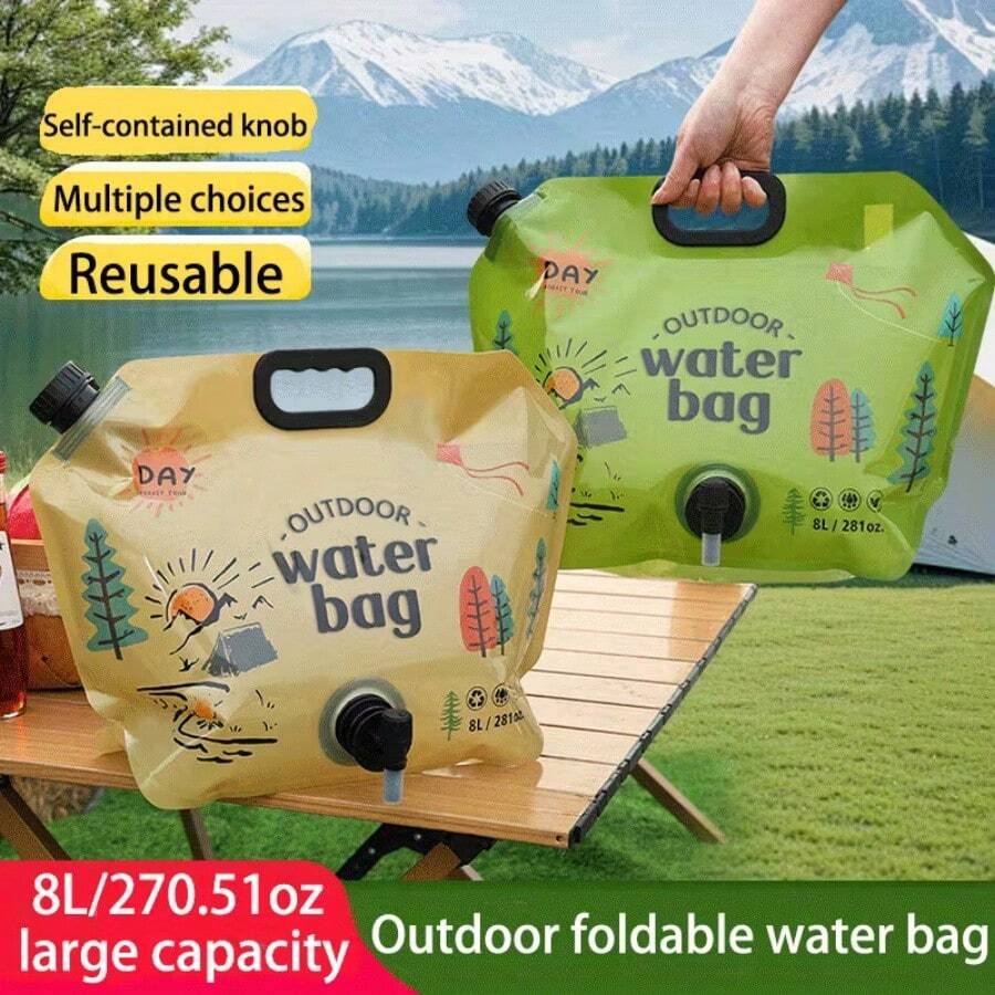 2026 New Portable Water Bag, Thickened Camping Storage Bag, Outdoor Handheld Hiking Folding Travel Plastic Soft Bag, Large Capacity