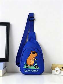 1pc Back To School Mini Fashion Simple Solid Color Cute Cartoon Capybara 2D Print Waist Bag Chest Bag, Lightweight Nylon Material Zipper Closure Coin Purse, Perfect For Daily, Travel, Vacation, Shopping, Outing - Multicolor - View 6