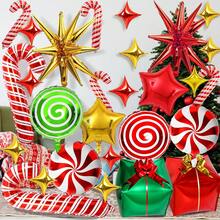46pcs Christmas Decoration Balloon Set Red Green Gift Box Balloons Candy Cane Balloons Star Balloons Christmas Party Decor - Multicolor - View 1