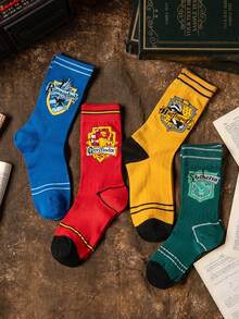 Warner Bros 1/4 Pairs Harry Potter Breathable House Socks, Vintage Collegiate Style With Hogwarts House Pattern, Perfect Gift For Halloween And Christmas - Multicolor - View 6