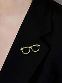 Cartoon Gold Mini Glasses Metal Brooch, Suitable For Backpack And Jacket Decoration - Gold - View 2