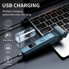 WEEME 3 In 1 Men Grooming Kit, Electric Foil Shaver Hair Clipper Nose Trimmer Set With 4 Guide Combs USB Rechargeable LED Digital Display, Available In Black/Gray/Blue - View 10
