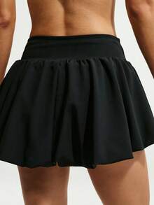 Nike Women's AS W NK ONE DF BBLE SKRT 2N1 F Woven Mini Skirt IU1418-010 - Black and White - View 2