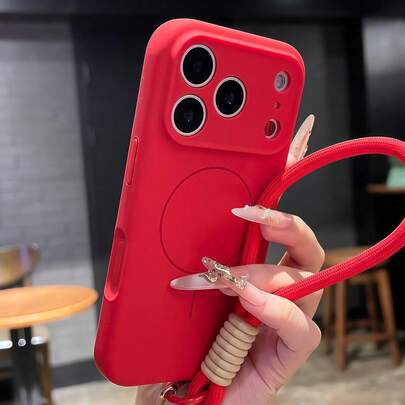 حلقة سيليكون سائل رقيقة بفتحة دقيقة مع امتصاص مغناطيسي، متوافقة مع سلسلة Apple 17 الجديدة، مخصصة ل- 17 Pro Max و17 Pro، نفس تصميم هاتف 16، مع حبل تعليق، غطاء حماية مقاوم للسقوط PM، فئة 15 الممتازة