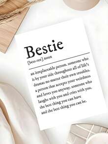 1pc Minimal Text Definition Bestie Friendship Greeting Card, Simple Black Font Sentimental Best Friend Card, Sweet Meaning Present For Female Bestie Birthday Friendship Party, Thicker And Larger Envelope And Card - Multicolor - View 5