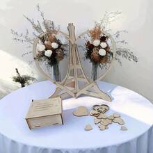 Romantic Wooden & Acrylic Heart Guestbook Box – 60 Or 80 Interchangeable Hearts For Wedding, Housewarming & Bachelor Party Messages – Handcrafted Design, No Power Required, Easy Assembly, Lightweight & Portable Display Solution - 60pcs/box - View 3