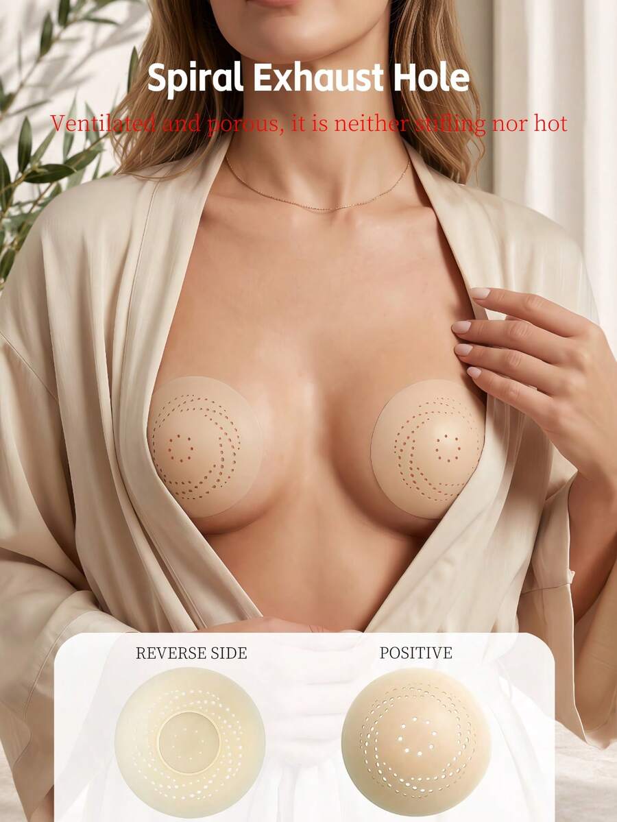 New Solid Nipple Covers, Multi-Pore Breathable Solid Breast Pads, Invisible Seamless Comfortable Nipple Covers, Suitable For Various Occasions And Daily Wear - 1 Pair Of Skin Tones - View 1