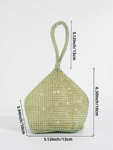 Evening Bag With Rhinestone Decor Asymmetrical Shape Mine Bag Handbag Party Bag Ball Bag Fashion Versatile Women's Bag - Mint Green - View 3