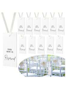 1/12pcs Ribbon Wedding Chair Reserved Cards - Decorative Seat Cards For Ceremony And Party Events, Ideal Party Supplies For Bridal Shower Seating Arrangement, Table Cards, Place Cards And Table Markers - Multiple Styles - View 7