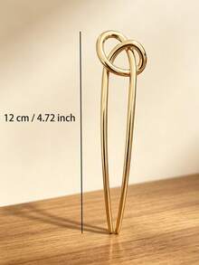 1pc Minimalist Knotted Metal U-Shaped Hair Stick, Luxury Glossy Finish Hair Bun Holder, Versatile Commute & Party Hair Accessory - Multicolor - View 4