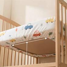 1pc Cute Cartoon Baby 100% Cotton Soft Comfortable Breathable Fitted Sheet Mattress Cover, All Season, Machine Washable - Car - View 4