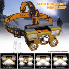 1pc LED Headlight - Ultra Bright USB Rechargeable Lightweight, Suitable For Camping, Hiking, Running, Fishing And More Occasions, Multi-Function Ultra Bright LED Flashlight - Black - View 13
