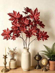 1/3/6Pcs Maple Leaf DIY Landscape Engineering Flower Arrangement Accessories Home Dining Table Vase Decoration, Indoor Kitchen Vase & Home Autumn Decorations - Small Maple Leaf Branch - Autumn Red - View 7
