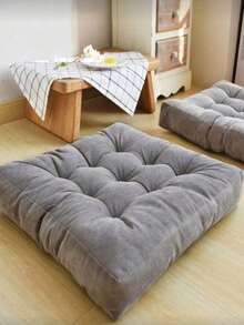 1pc Large 55CM Corduroy Chair Pad Tatami Floor Cushion Solid Color Square Thickened Quilted Seat Pad - Square Thick Seat Cushion - View 4