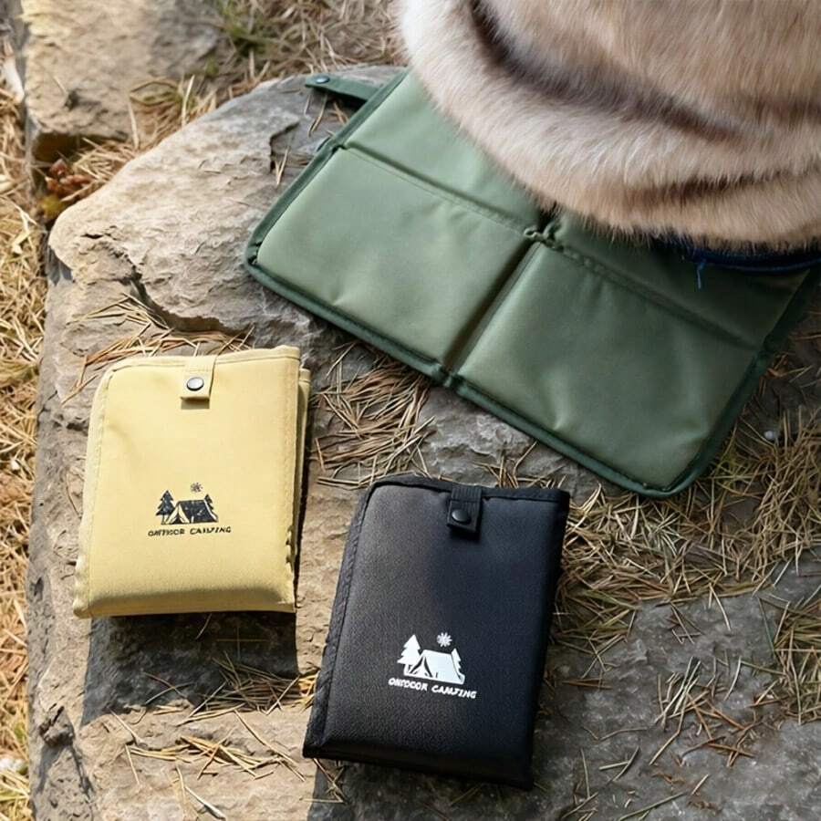 1pc Portable Oxford Cloth Folding Seat Cushion, Waterproof & Dirt-Resistant Ground Mat For Hiking, Picnic, Camping, Beach, Heat-Insulated