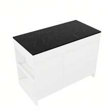 Kitchen Island With 3 Drawers, Adjustable Shelf, Pet-Friendly Area - White (120x60x90cm) - White - View 7