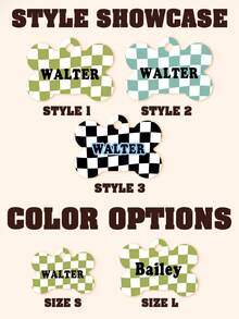 Custom Plaid Dog ID Tag, Personalized Pet Name And Phone Number Engraved Collar Tag, Unique Pet Birthday Gift, Suitable For Puppies And Kittens, Fashionable Plaid Pet Accessory - Multicolor - View 6
