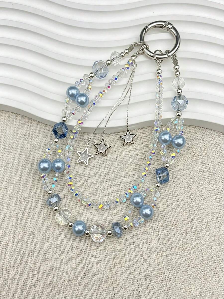 1 buah Liontin Kristal Mutiara Air Tawar Berlapis Ganda, Liontin Bintang Berlian Imitasi Berkilau Seperti Peri, Liontin Tas Anti-Hilang, Rantai Ponsel, Dekorasi Dompet - MultiWarna - View 1