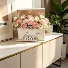 1pc Exclusive Wooden Greeting Card Box, Dual-Use, Greeting Card Box/Flower Display Box. Suitable For Wedding/Party/Birthday/Event/Anniversary/Celebration/Bridal Shower - A - View 5
