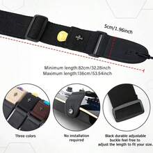Black Wide Guitar Strap With Built-In Pick Pocket, Leather Reinforced Ends, Adjustable Length, Durable And Comfortable, Suitable For Electric Guitar, Acoustic Guitar And Bass, Outdoor Performance, Daily Practice Universal Instrument Accessory - Multicolor - View 5