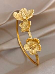 Set/1Pc Luxury Vintage Gradient Carved Flower Bangle Bracelet Ring Jewelry For Women,Elegant Gold Jewelry,For Daily Party Birthday Valentine's, Boho - Multicolor - View 7
