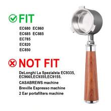 51mm 三耳無底手柄，適用於 EC680/EC685 咖啡機，不鏽鋼濾籃與木製手柄，咖啡機配件 - 彩色 - 查看 8
