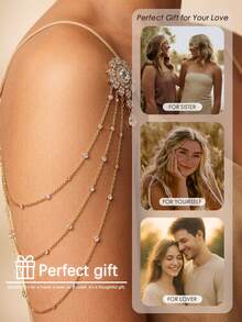 1pc Multi-Layer Pearl Shoulder Chain, Niche Luxury Elegant Bridal Wedding Fashion Evening Dress Versatile Accessory, Hot-Selling In Europe And America - Flowers - View 6