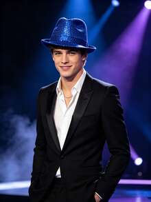 Adult Sequin Fedora Hat, Stage Performance Dance Party Costume Hat, Unisex - A - View 7