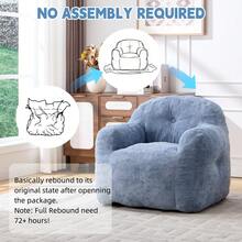 Modern European-American Style Beanbag / With Armrests / Plush Look Beanbag / No Assembly Required / Suitable For Living Room, Bedroom And Reading Corner - 藍色 - 查看 7