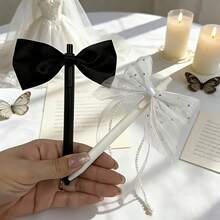 1pc/2pcs Exquisite Bride & Groom Pens With Pearl Bow Tie Decoration, Suitable For Wedding, Registration And Proposal Photo Props, Teacher's Day Gift, Wedding Signing Pen, Diary Writing Pen - Round - View 8