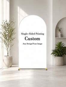 Personalized Custom Text Elastic Arch Background Banner - Custom Backdrop For Weddings, Birthdays And Events, Suitable For Domes, Multiple Sizes Available, Polyester Material, No Power Required, Perfect For Christmas, Halloween, Valentine's Day, Mother's Day And More, Event Background | Modern Arch Design | Polyester Elastic -- (Arch Not Included, Fabric Backdrop Only) - Multicolor - View 3