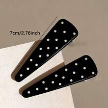 2pcs Fashionable Elegant Minimalist Polka Dot Hair Clips, Versatile Casual Bangs Clips, Daily Wear Accessories, Birthday Gift For Friends,Travel,Party - Multicolor - View 14