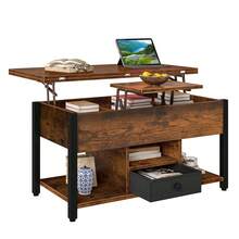 Yitahome Lift Top Coffee Table With Drawers, 4 In 1 Multi-Function Liftable Coffee Table With Storage And Hidden Compartment, Coffee Table Converts To Dining Table For Living Room - Coffee Brown - View 7
