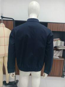 Whitmere Áo khoác ngắn nam phong cách vintage Mỹ, đồ bảo hộ lao động, kiểu dáng sinh viên mùa xuân thu, form rộng, thêu cổ áo, đa năng đi làm - Màu xanh hải quân - Xem 4