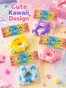 Cute Squeeze Family Donut Squishy Toy, Super Soft Slow Rebound Squeeze Toy, Cute Colorful Donut Shaped Stress Relief Ball, Portable Sensory Relief Toy, Suitable For Relieving Stress And Anxiety, Perfect For Students, Office Workers And Party Gifts Desk Toy - Multicolor - View 2