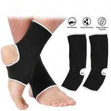 1 Pair Adult Unisex Outdoor Sports Ankle Support Protector Running Fitness Football Foot Protection Sleeve - Black - View 1