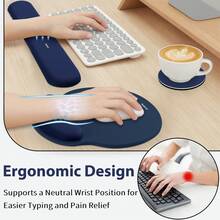 Juego de 3 en 1 de alfombrilla de ratón ergonómica con soporte de muñeca de espuma de memoria de gel, alfombrilla de ratón para juegos con soporte de brazo, accesorios de escritorio lindos para computadora y oficina - Multicolor - Ver 50