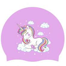 Silicone Cartoon Unicorn Swimming Cap, Suitable For Short/Wavy/Medium-Long Hair, Waterproof Anti-Slip Swimming Hat, Beach Essentials, Beach Accessories, Pool Float - Multicolor - View 13
