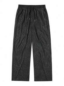 Black Casual Pants For Men, Autumn/Winter Loose Drape Lazy Wide Leg Long Trousers - Black - View 6