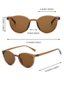 1 Pair Women's Tea Color Cat Eye Frame Korean Style Minimalist Versatile Fashion Glasses - Brown - View 4