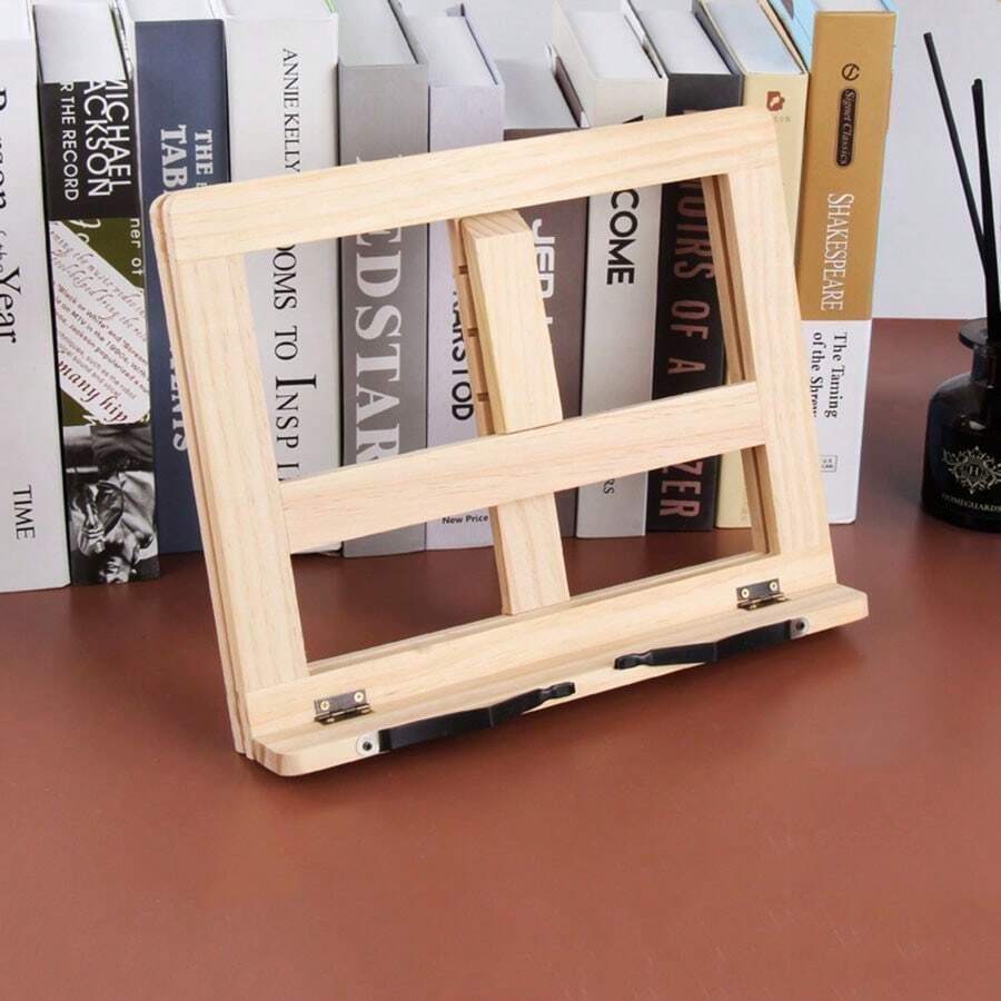 1pc Multifunctional Wooden Bookshelf - Adjustable Laptop Stand, Suitable For Home/School/Office Multifunctional Reading Assistant - Square - View 1