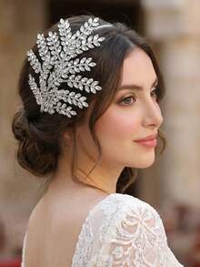 1pc Rhinestone Decorated Bridal Headband Women Hair Accessory Wedding Party Accessory Suitable For Stage Performance Holiday Gift - Silver - View 2