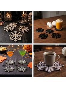 4pcs/1set Halloween Decoration Mats, Halloween Spider Web Decoration Mats, Tabletop Decor, Halloween Trick Or Treat Decoration, Halloween Ornaments, Halloween Room Decor, Party Supplies, Home Decor, Halloween Gift 1pc - Multicolor - View 4