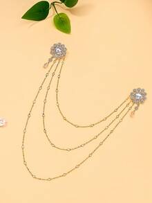 1pc Multi-Layer Pearl Shoulder Chain, Niche Luxury Elegant Bridal Wedding Fashion Evening Dress Versatile Accessory, Hot-Selling In Europe And America - Flowers - View 3