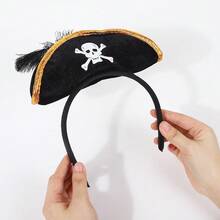 5/1pc Topi Kapten Bajak Laut Halloween, Perlengkapan Pesta Cosplay, Topi Felt Tengkorak - View 6
