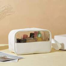 3Pcs PVC Travel Cosmetic Bag Set, Large Capacity Portable Toiletry & Makeup Brush Storage Pouch, Vacation Travel Essential Organizer Case, Storage Bag For Storage Room Storage & Beauty Supplies Neat Organization - White - View 8